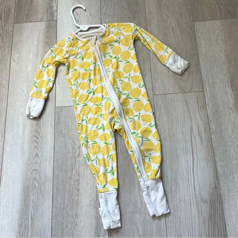 Little Sleepies Zippy bamboo lemon print baby Blue (size 3-6 months) sleep fruit